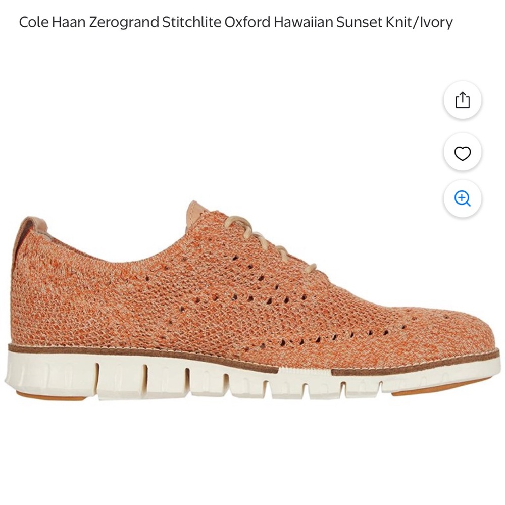 Cole Haan Zerogrand Stitchlite Oxford Hawaiian Sunset Knit/Ivory size 11